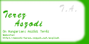 terez aszodi business card